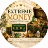 A circular graphic featuring the text EXTREME MONEY ABUNDANCE ENERGY WORK, 7 SELF-GUIDED RITUALS FOR WEALTH PROSPERITY LUCK FINANCIAL CLARITY, and MANIFEST OPPORTUNITIES, REMOVE FINANCIAL BLOCKAGES, FOCUS YOUR INTENTION, ATTRACT LASTING ABUNDANCE. — Khodamdjin